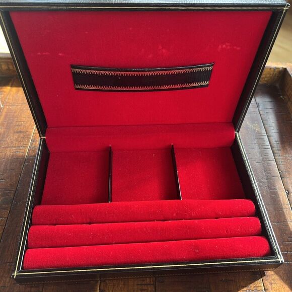 Vintage Men's Jewelry Box Swank "Designer Philippe" Black Leatherette Sweden - Picture 2 of 12